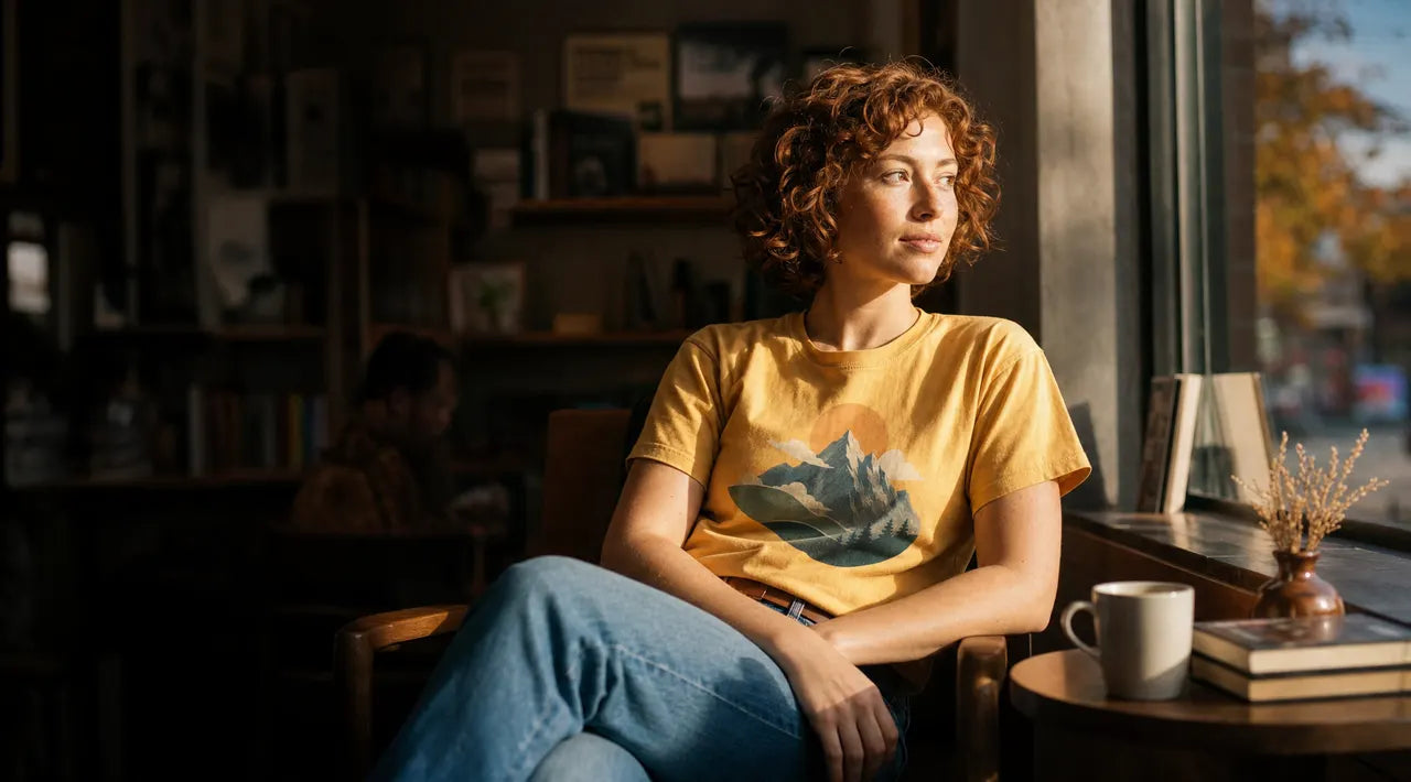 Heavy Tee — Mountain Two, Mustard